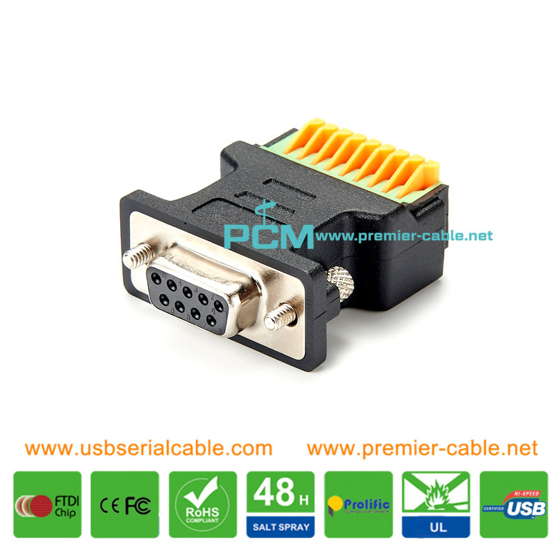 CAN Network DB9 Female to Terminal Block Terminator