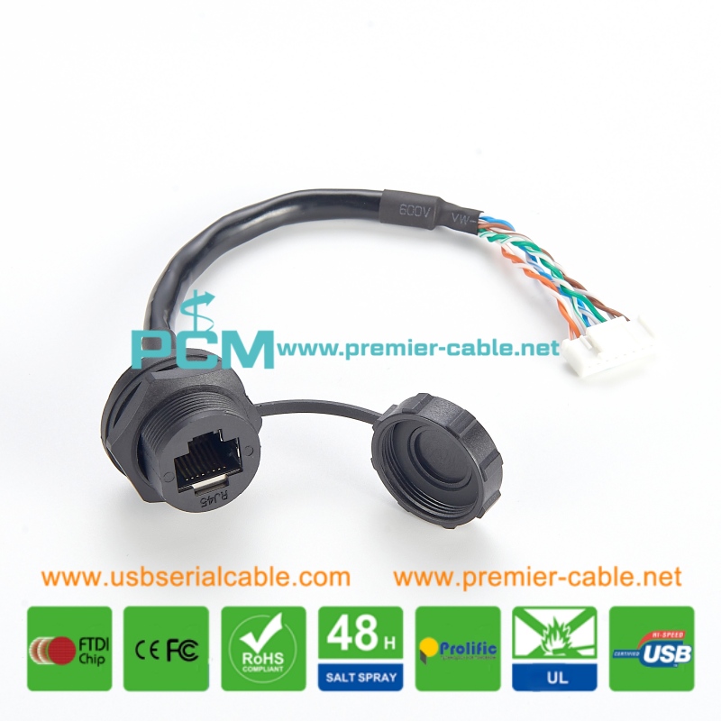 Waterproof RJ45 Ethernet to Molex JST Outdoor Front Panel Cable