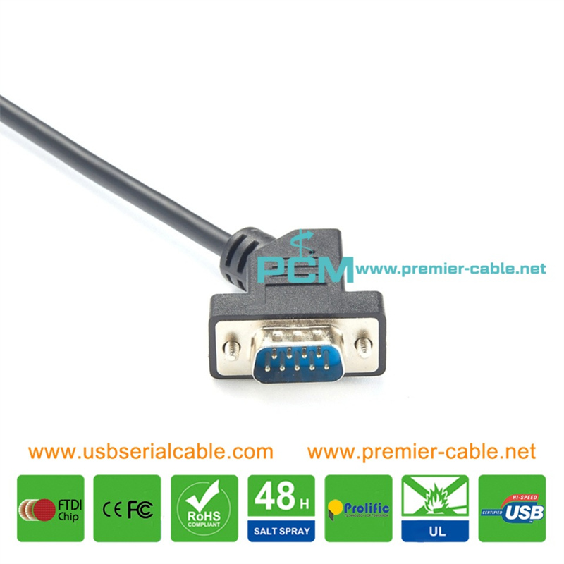 Slim Low Profile 45 Angle DB9 Male Cable