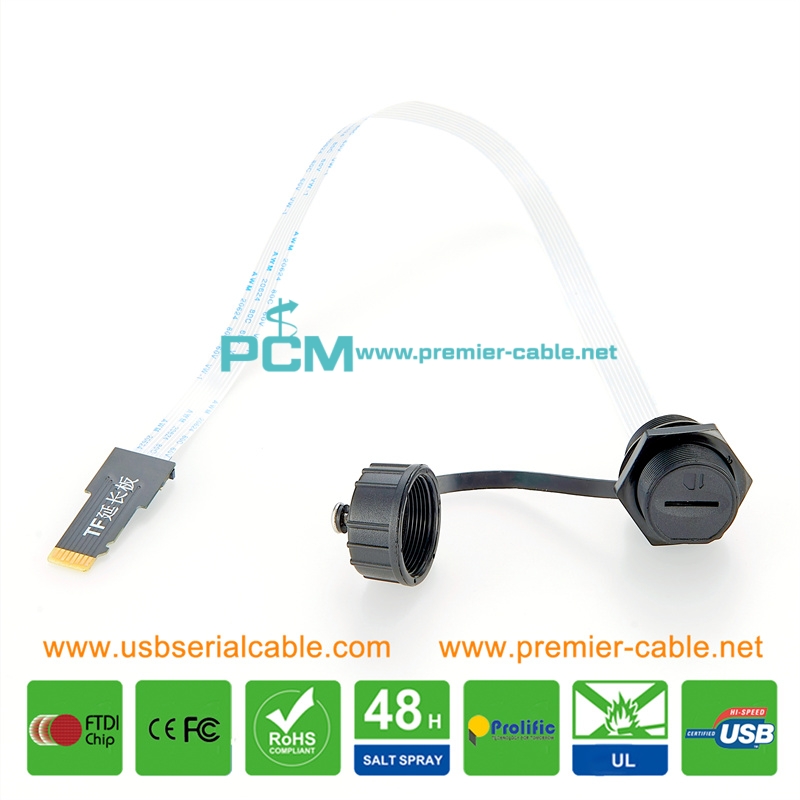 Outdoor Micro SD T-Flash Cable IP67 Extention Adapter with Cap