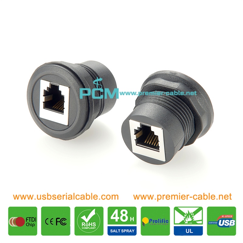 RJ11 RJ12 6P6C Feed-Through Round Panel Connector