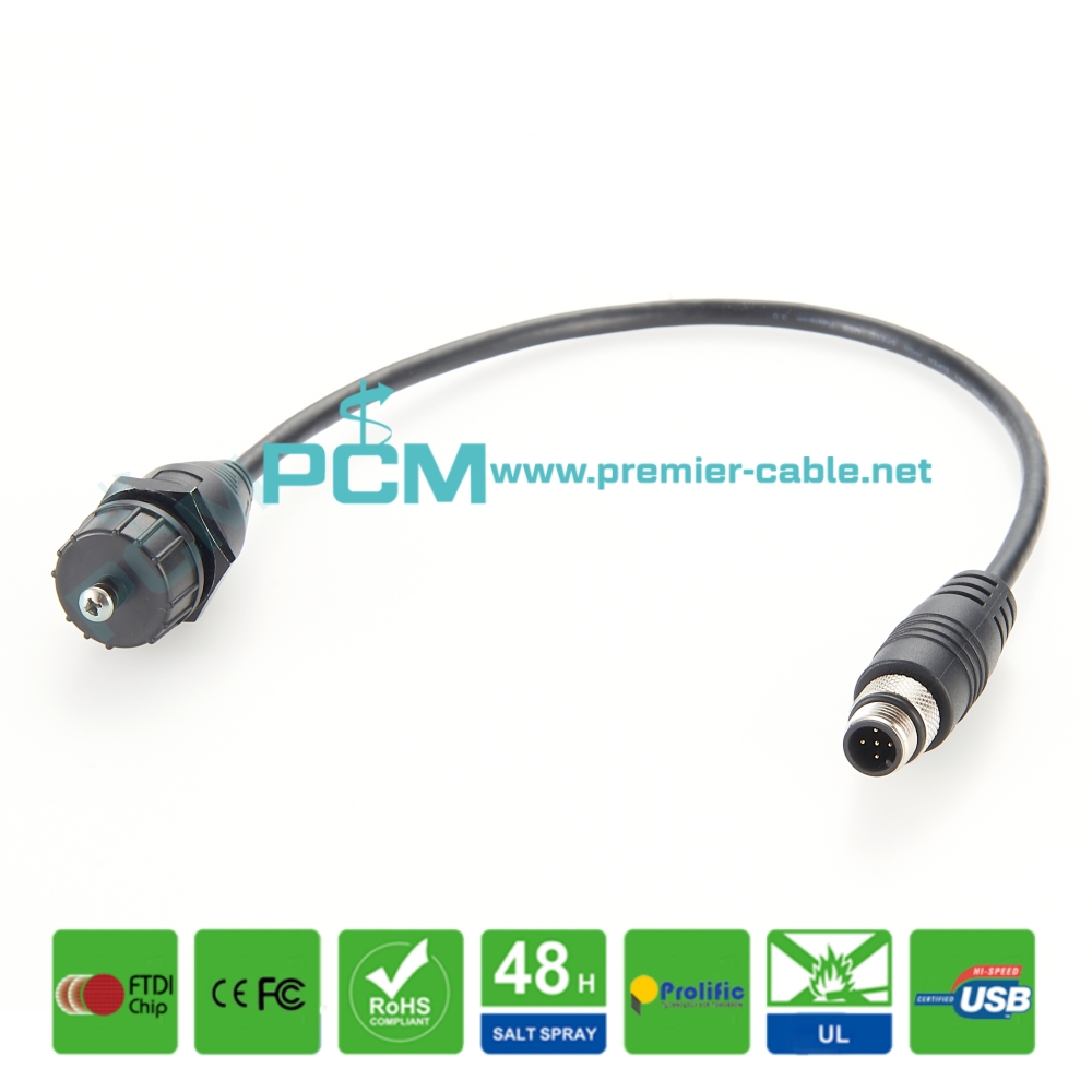 EC2099 Industrial M12 A-Code B-Code D-Code to USB IP67 Cable